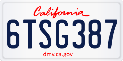 CA license plate 6TSG387