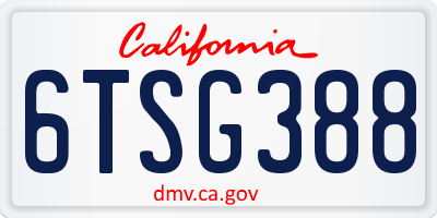CA license plate 6TSG388