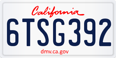 CA license plate 6TSG392