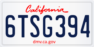 CA license plate 6TSG394