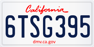 CA license plate 6TSG395