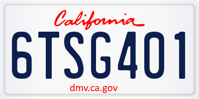 CA license plate 6TSG401