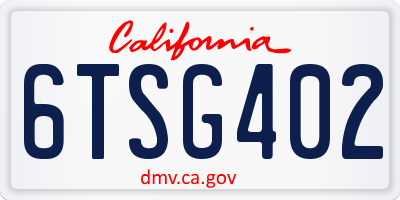 CA license plate 6TSG402