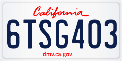 CA license plate 6TSG403