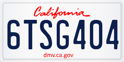 CA license plate 6TSG404