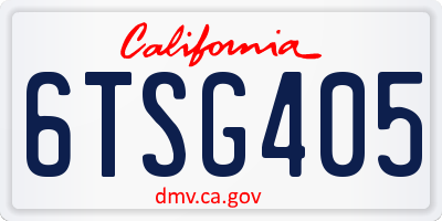 CA license plate 6TSG405