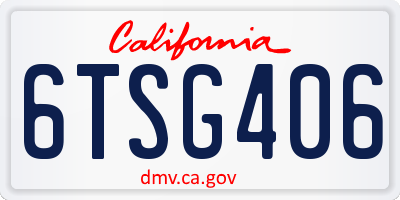 CA license plate 6TSG406