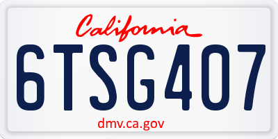 CA license plate 6TSG407