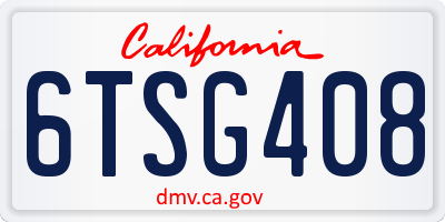 CA license plate 6TSG408
