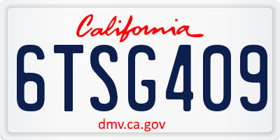 CA license plate 6TSG409