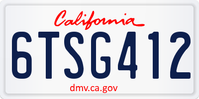 CA license plate 6TSG412