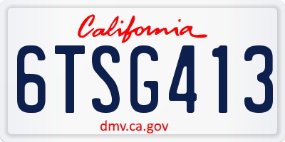 CA license plate 6TSG413