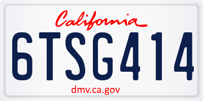 CA license plate 6TSG414