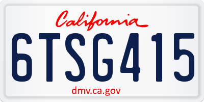 CA license plate 6TSG415