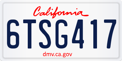 CA license plate 6TSG417