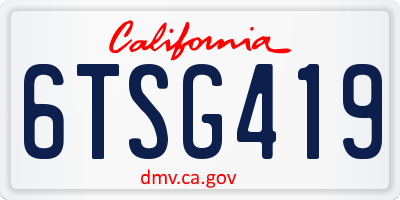 CA license plate 6TSG419