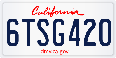 CA license plate 6TSG420