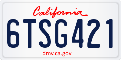 CA license plate 6TSG421