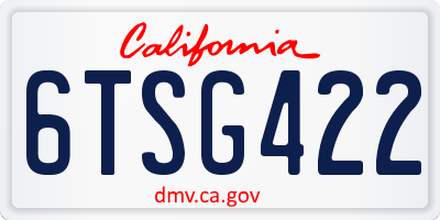CA license plate 6TSG422