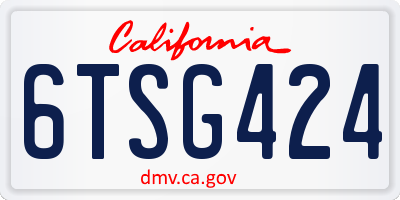 CA license plate 6TSG424