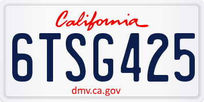 CA license plate 6TSG425