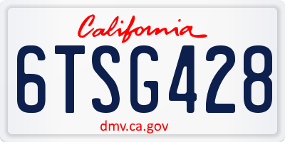CA license plate 6TSG428