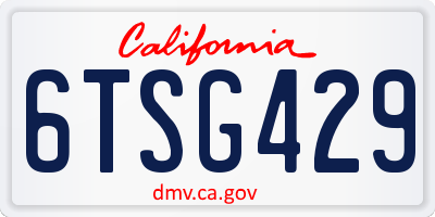 CA license plate 6TSG429