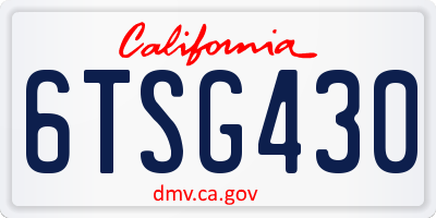 CA license plate 6TSG430