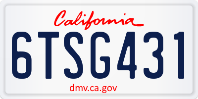 CA license plate 6TSG431