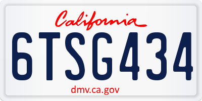 CA license plate 6TSG434