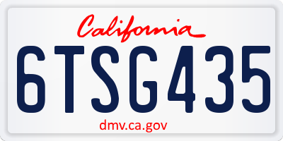 CA license plate 6TSG435