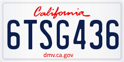 CA license plate 6TSG436
