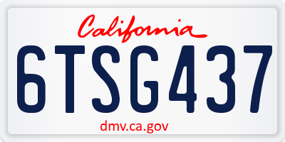CA license plate 6TSG437