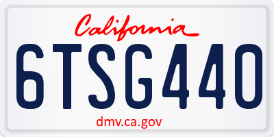 CA license plate 6TSG440