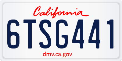 CA license plate 6TSG441