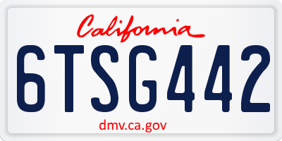 CA license plate 6TSG442