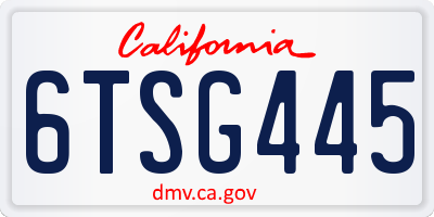 CA license plate 6TSG445