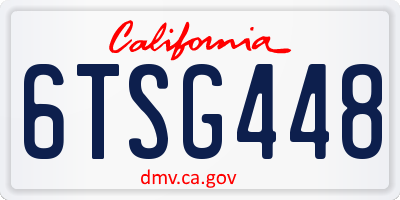 CA license plate 6TSG448