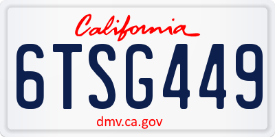 CA license plate 6TSG449