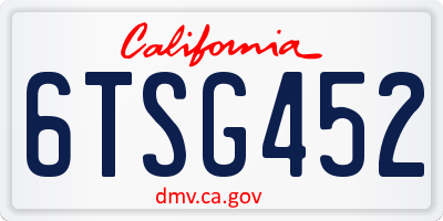 CA license plate 6TSG452