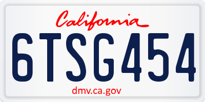 CA license plate 6TSG454