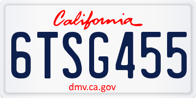 CA license plate 6TSG455