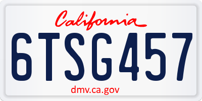 CA license plate 6TSG457