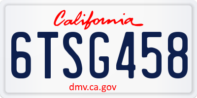 CA license plate 6TSG458