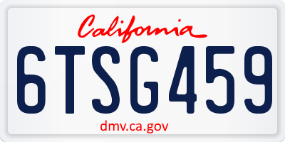 CA license plate 6TSG459