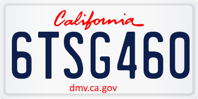 CA license plate 6TSG460