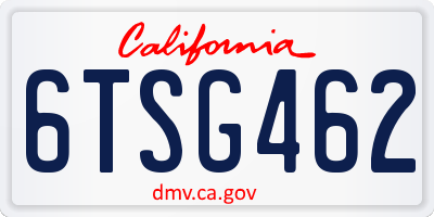 CA license plate 6TSG462