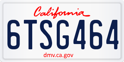 CA license plate 6TSG464