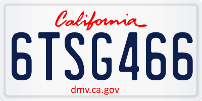 CA license plate 6TSG466