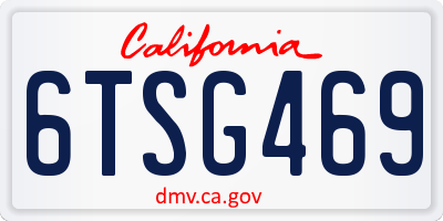 CA license plate 6TSG469